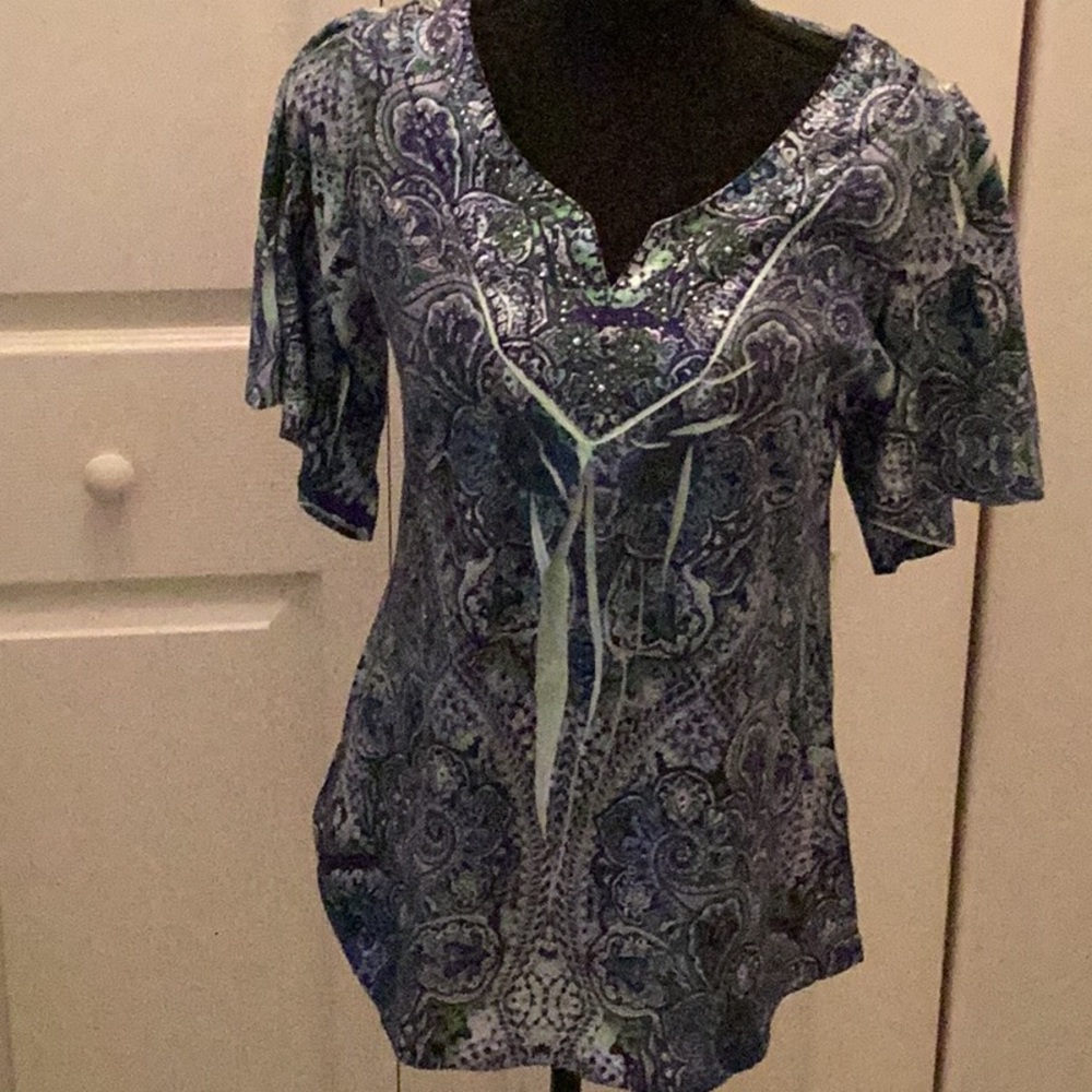 🦋NWOT Awesome One World Size Small Bohemian Style Top So Much Fun To Wear 🦋 - Picture 1 of 9